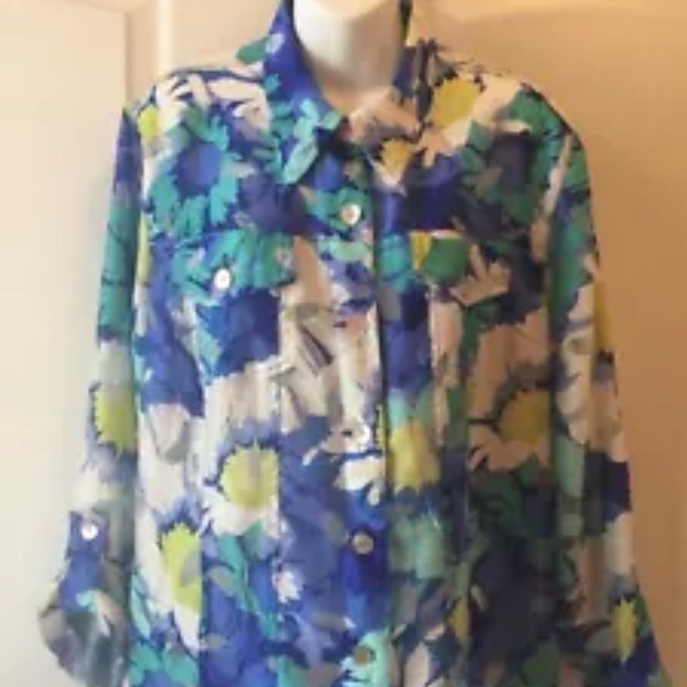 Ruby Rd Favorites Blue Burnout Jacket Size 18W